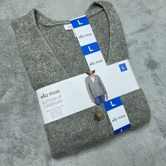 Ella Moss Button-Up Womens Cardigan Large Gray Relaxed Fit d0105 - Picture 1 of 8